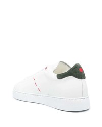 weiße und grüne Leder niedrige Sneakers von Kiton