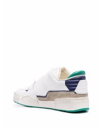 weiße und grüne Leder niedrige Sneakers von Isabel Marant