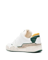 weiße und grüne Leder niedrige Sneakers von Isabel Marant