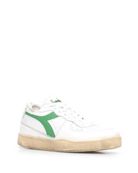 weiße und grüne Leder niedrige Sneakers von Diadora