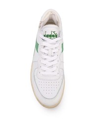 weiße und grüne Leder niedrige Sneakers von Diadora