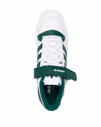 weiße und grüne Leder niedrige Sneakers von adidas