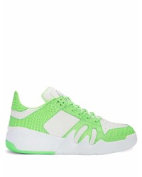 weiße und grüne Leder niedrige Sneakers von Giuseppe Zanotti