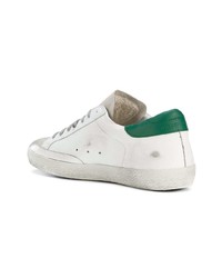 weiße und grüne Leder niedrige Sneakers von Golden Goose Deluxe Brand