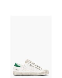 weiße und grüne Leder niedrige Sneakers von Golden Goose