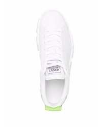 weiße und grüne Leder niedrige Sneakers von Versace