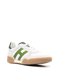 weiße und grüne Leder niedrige Sneakers von Hogan