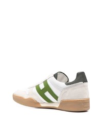 weiße und grüne Leder niedrige Sneakers von Hogan