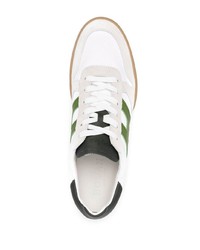 weiße und grüne Leder niedrige Sneakers von Hogan