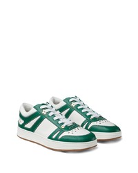 weiße und grüne Leder niedrige Sneakers von Jimmy Choo