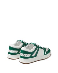 weiße und grüne Leder niedrige Sneakers von Jimmy Choo