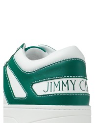 weiße und grüne Leder niedrige Sneakers von Jimmy Choo