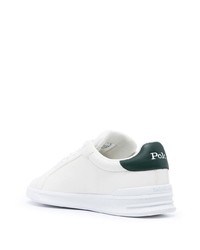 weiße und grüne Leder niedrige Sneakers von Polo Ralph Lauren