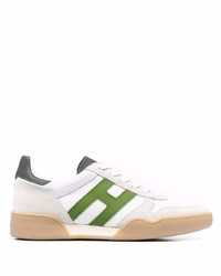 weiße und grüne Leder niedrige Sneakers von Hogan