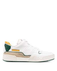 weiße und grüne Leder niedrige Sneakers von Isabel Marant