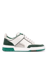 weiße und grüne Leder niedrige Sneakers von Jacob Cohen