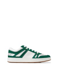 weiße und grüne Leder niedrige Sneakers von Jimmy Choo