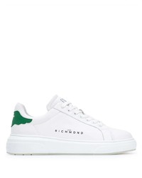 weiße und grüne Leder niedrige Sneakers von John Richmond