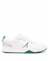 weiße und grüne Leder niedrige Sneakers von Lacoste
