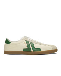 weiße und grüne Leder niedrige Sneakers von Lanvin