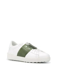 weiße und grüne Leder niedrige Sneakers von Valentino Garavani