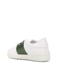 weiße und grüne Leder niedrige Sneakers von Valentino Garavani