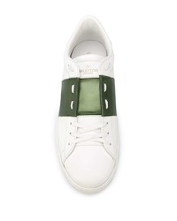 weiße und grüne Leder niedrige Sneakers von Valentino Garavani