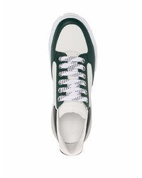 weiße und grüne Leder niedrige Sneakers von Alexander McQueen