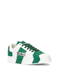 weiße und grüne Leder niedrige Sneakers von Dolce & Gabbana