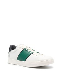 weiße und grüne Leder niedrige Sneakers von Emporio Armani