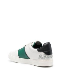 weiße und grüne Leder niedrige Sneakers von Emporio Armani