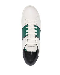 weiße und grüne Leder niedrige Sneakers von Emporio Armani