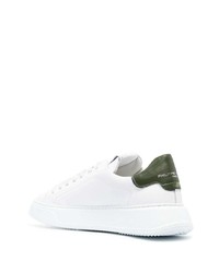 weiße und grüne Leder niedrige Sneakers von Philippe Model Paris