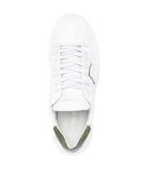 weiße und grüne Leder niedrige Sneakers von Philippe Model Paris