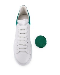 weiße und grüne Leder niedrige Sneakers von Alexander McQueen