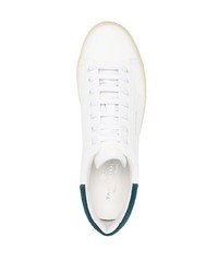 weiße und grüne Leder niedrige Sneakers von Tagliatore