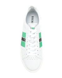 weiße und grüne Leder niedrige Sneakers von Dirk Bikkembergs