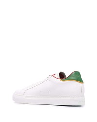 weiße und grüne Leder niedrige Sneakers von Paul Smith