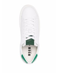 weiße und grüne Leder niedrige Sneakers von MSGM