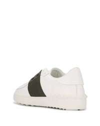 weiße und grüne Leder niedrige Sneakers von Valentino Garavani