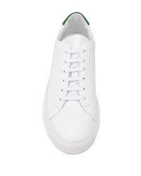 weiße und grüne Leder niedrige Sneakers von Common Projects