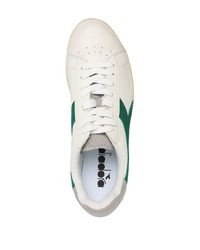 weiße und grüne Leder niedrige Sneakers von Diadora