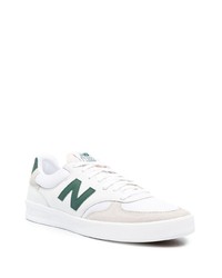 weiße und grüne Leder niedrige Sneakers von New Balance