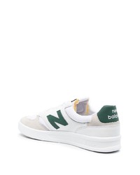 weiße und grüne Leder niedrige Sneakers von New Balance