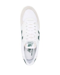 weiße und grüne Leder niedrige Sneakers von New Balance