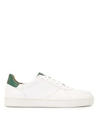 weiße und grüne Leder niedrige Sneakers von Magnanni