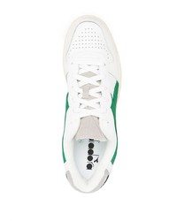 weiße und grüne Leder niedrige Sneakers von Diadora