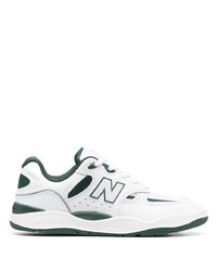 weiße und grüne Leder niedrige Sneakers von New Balance
