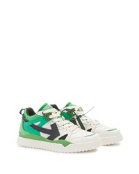 weiße und grüne Leder niedrige Sneakers von Off-White