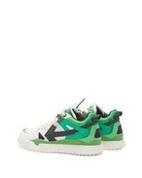 weiße und grüne Leder niedrige Sneakers von Off-White